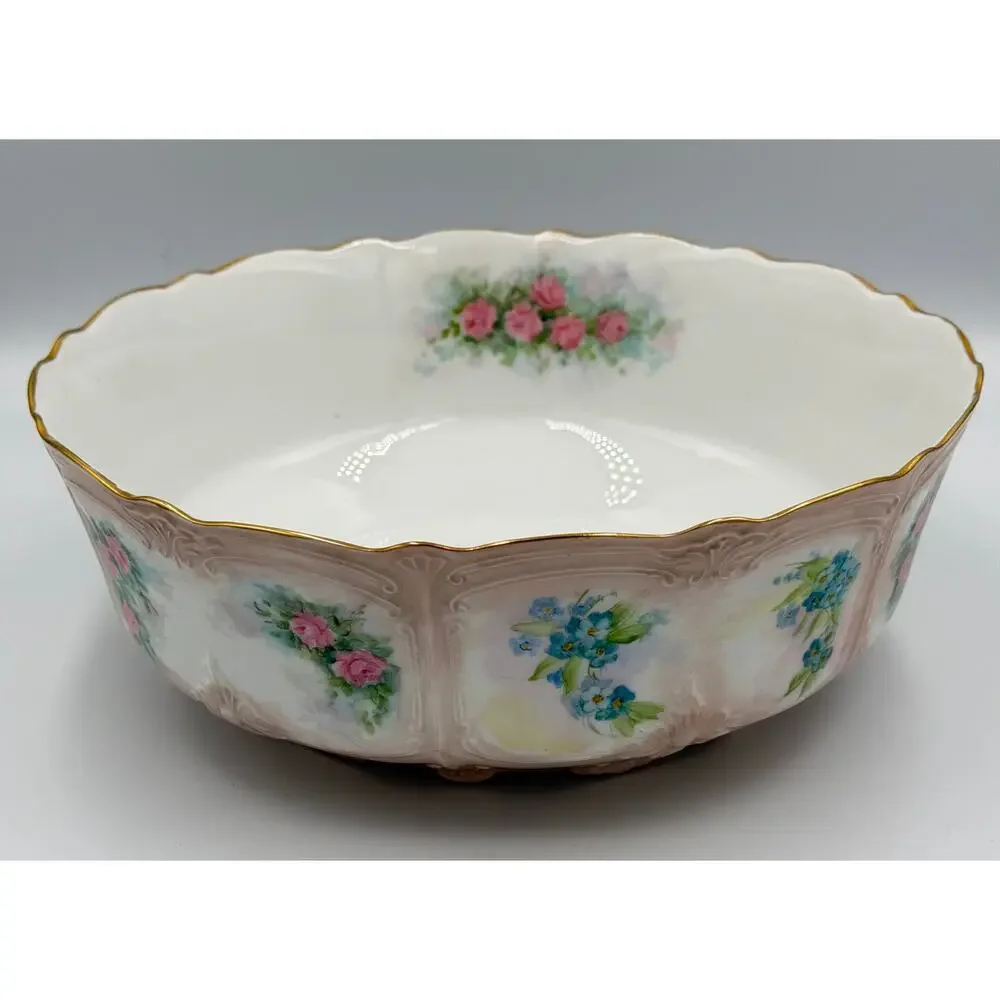Tirschenreuth Baronesse Bavaria Serving Bowl Hand-painted Roses 24K Gold Trim